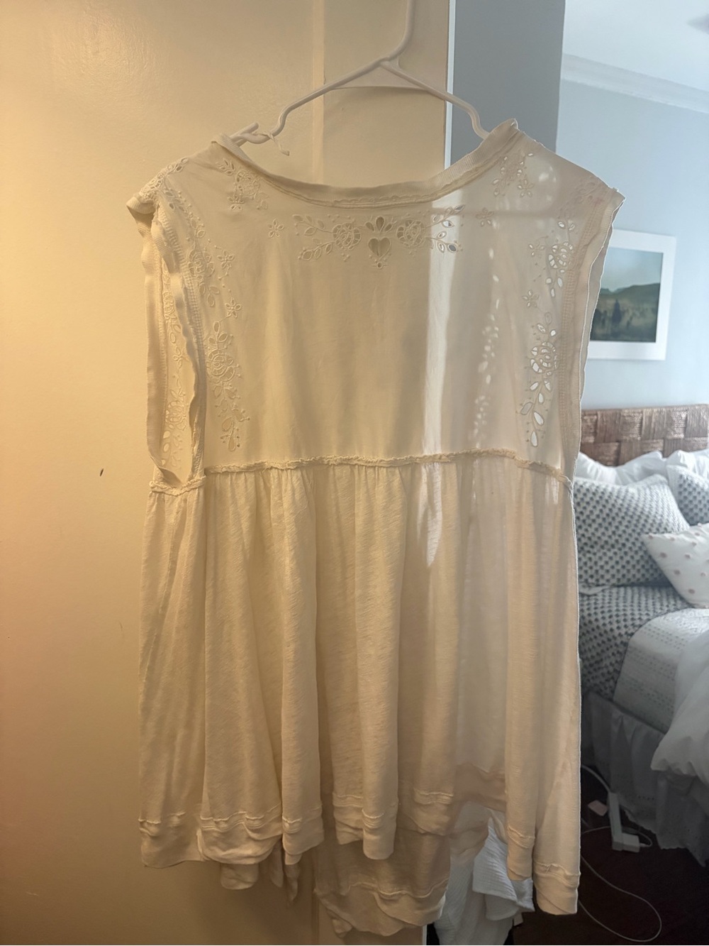 Free People Ivory Eyelet Sleeveless Top